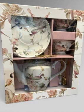 Grace Teaware tea Set teapot Songbird Magnolia Garden 7 Pc Fine Porcelain NEW
